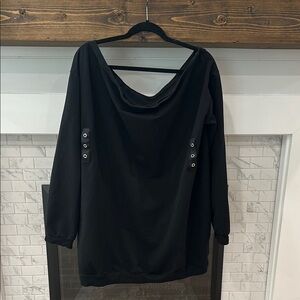 Black Long Sleeve sweater Top with silver Accents